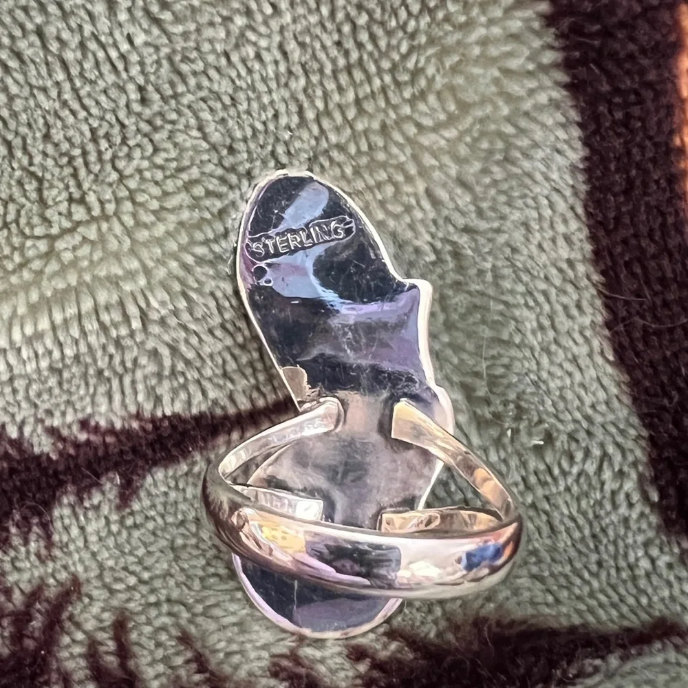 ❤️ Queen Pink Conch Feather Statement Ring 925 Sz 8.5 Southwest Native Influence